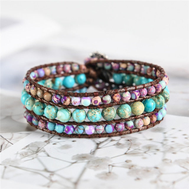 Three Layer Natural Stone Bracelet