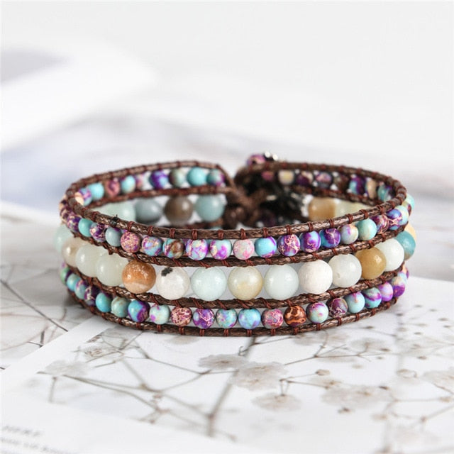 Three Layer Natural Stone Bracelet