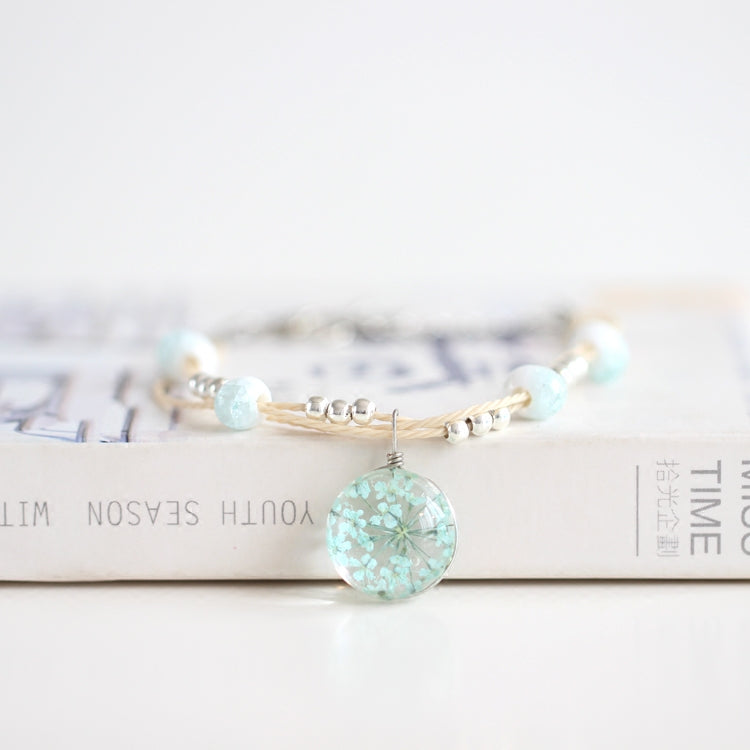 Glass Ball Bracelets with Real Flowers