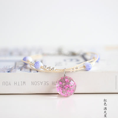 Glass Ball Bracelets with Real Flowers