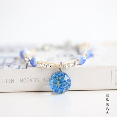 Glass Ball Bracelets with Real Flowers