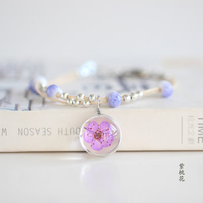 Glass Ball Bracelets with Real Flowers