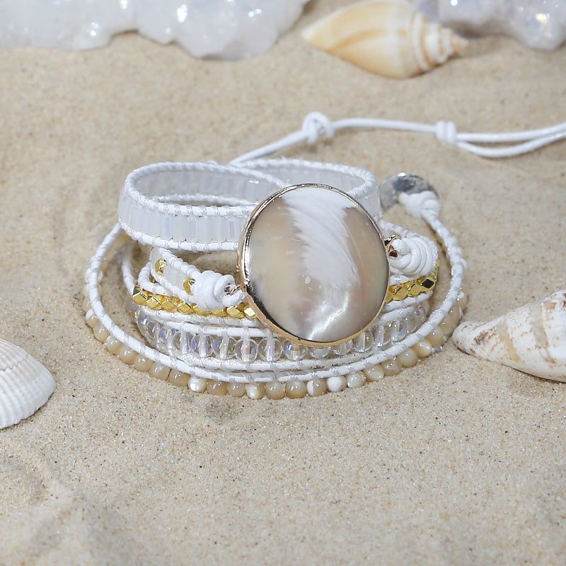Handmade Natural Shell 5 Strand Wrap Bracelet